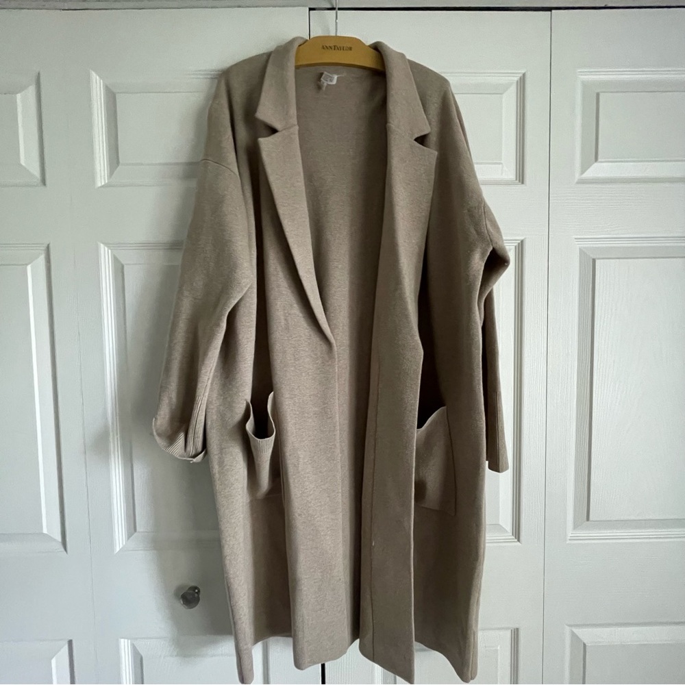 J. Crew Ella open-front long sweater-blazer in Heather Birch - Picture 3 of 4